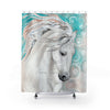 Blue Andalusian Horse Watercolor Stallion Art Shower Curtain 71X74 Home Decor