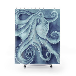 Blue Dancing Octopus Watercolor Art Shower Curtains 71 X 74 Home Decor
