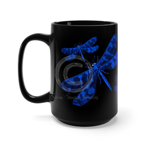 Blue Dragonflies Black Mug 15Oz