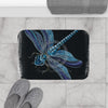 Blue Dragonfly On Black Art Bath Mat Home Decor