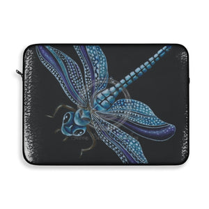 Blue Dragonfly On Black Art Laptop Sleeve 15