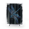 Blue Dragonfly On Black Art Shower Curtain 71 × 74 Home Decor
