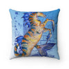 Blue Hippocampus Seahorse Fantasy Vintage Map Nautical Art Square Pillow Home Decor