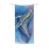 Blue Humpback Whale Bubbles Watercolor Polycotton Towel 30 × 60 Home Decor