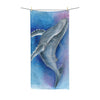Blue Humpback Whale Bubbles Watercolor Polycotton Towel 36 × 72 Home Decor