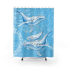 Blue Humpback Whales Ancient Map Shower Curtain 71X74 Home Decor
