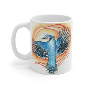 Blue Jay As A Phoenix Ink Art Mug 11Oz