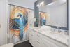 Blue Jay As A Phoenix Ink Art Shower Curtain Home Decor
