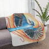 Blue Jay As Phoenix Ink Art Tan Sherpa Blanket 60 × 50 Home Decor