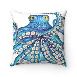 Blue Kraken Octopus Ink White Square Pillow 14 × Home Decor