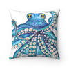 Blue Kraken Octopus Ink White Square Pillow Home Decor