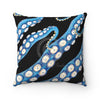 Blue Kraken Octopus Tentacles Black Ink White Pillow Home Decor