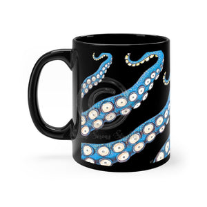 Blue Kraken Octopus Tentacles Black Mug 11Oz Mug
