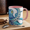 Blue Kraken Tentacles Octopus On White Art Accent Coffee Mug 11Oz