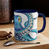 Blue Kraken Tentacles Octopus On White Art Accent Coffee Mug 11Oz