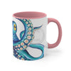 Blue Kraken Tentacles Octopus On White Art Accent Coffee Mug 11Oz