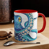 Blue Kraken Tentacles Octopus On White Art Accent Coffee Mug 11Oz