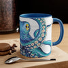Blue Kraken Tentacles Octopus On White Art Accent Coffee Mug 11Oz