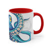 Blue Kraken Tentacles Octopus On White Art Accent Coffee Mug 11Oz