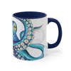 Blue Kraken Tentacles Octopus On White Art Accent Coffee Mug 11Oz
