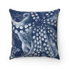 Blue Octopus Art Vintage Map Chic Square Pillow Home Decor