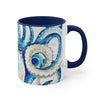 Blue Octopus Comic Crosshatch Style On White Art Accent Coffee Mug 11Oz