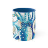 Blue Octopus Comic Crosshatch Style On White Art Accent Coffee Mug 11Oz