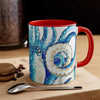 Blue Octopus Comic Crosshatch Style On White Art Accent Coffee Mug 11Oz