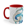 Blue Octopus Comic Crosshatch Style On White Art Accent Coffee Mug 11Oz