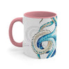 Blue Octopus Comic Crosshatch Style On White Art Accent Coffee Mug 11Oz