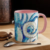 Blue Octopus Comic Crosshatch Style On White Art Accent Coffee Mug 11Oz