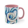 Blue Octopus Comic Crosshatch Style On White Art Accent Coffee Mug 11Oz