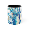Blue Octopus Comic Crosshatch Style On White Art Accent Coffee Mug 11Oz Black /