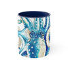 Blue Octopus Comic Crosshatch Style On White Art Accent Coffee Mug 11Oz Navy /