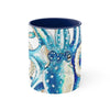 Blue Octopus Comic Crosshatch Style On White Art Accent Coffee Mug 11Oz Navy /