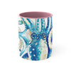 Blue Octopus Comic Crosshatch Style On White Art Accent Coffee Mug 11Oz Pink /