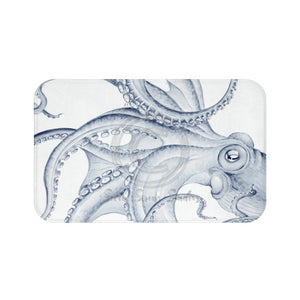 Blue Octopus Dance Ink Art Bath Mat 34 × 21 Home Decor