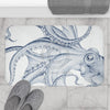 Blue Octopus Dance Ink Art Bath Mat Home Decor