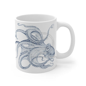 Blue Octopus Dance Ink Art Mug 11Oz