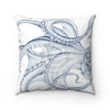 Blue Octopus Dance Ink Art Square Pillow 14 × Home Decor