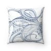 Blue Octopus Dance Ink Art Square Pillow Home Decor