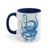 Blue Octopus Dance Watercolor On White Art Accent Coffee Mug 11Oz