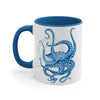 Blue Octopus Dance Watercolor On White Art Accent Coffee Mug 11Oz