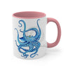 Blue Octopus Dance Watercolor On White Art Accent Coffee Mug 11Oz