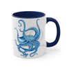 Blue Octopus Dance Watercolor On White Art Accent Coffee Mug 11Oz