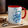 Blue Octopus Dance Watercolor On White Art Accent Coffee Mug 11Oz