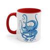 Blue Octopus Dance Watercolor On White Art Accent Coffee Mug 11Oz