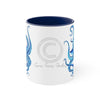 Blue Octopus Dance Watercolor On White Art Accent Coffee Mug 11Oz Navy /