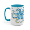Blue Octopus Ink Art Two-Tone Coffee Mugs 15Oz / Light Mug