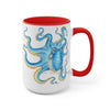 Blue Octopus Ink Art Two-Tone Coffee Mugs 15Oz Mug